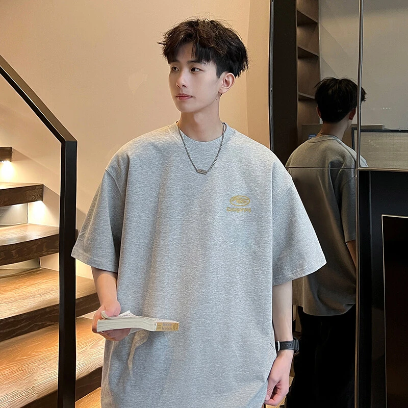 夏季潮牌极简风百搭情侣男女同款短袖男t恤圆领宽松ins美式复古
