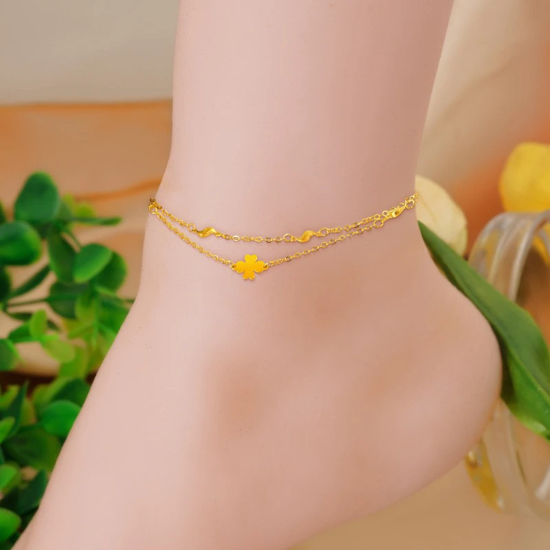合金脚链 新品脚链女士款脚踝饰品花朵素雅可调节夏日热销爆款