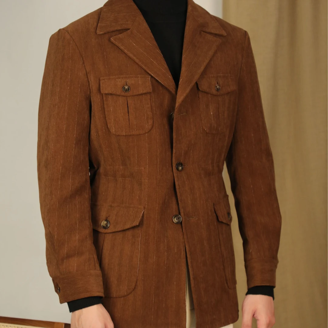 秋冬必备复古猎装夹克轻奢通勤风翻领西装领商务休闲度假风绅士男