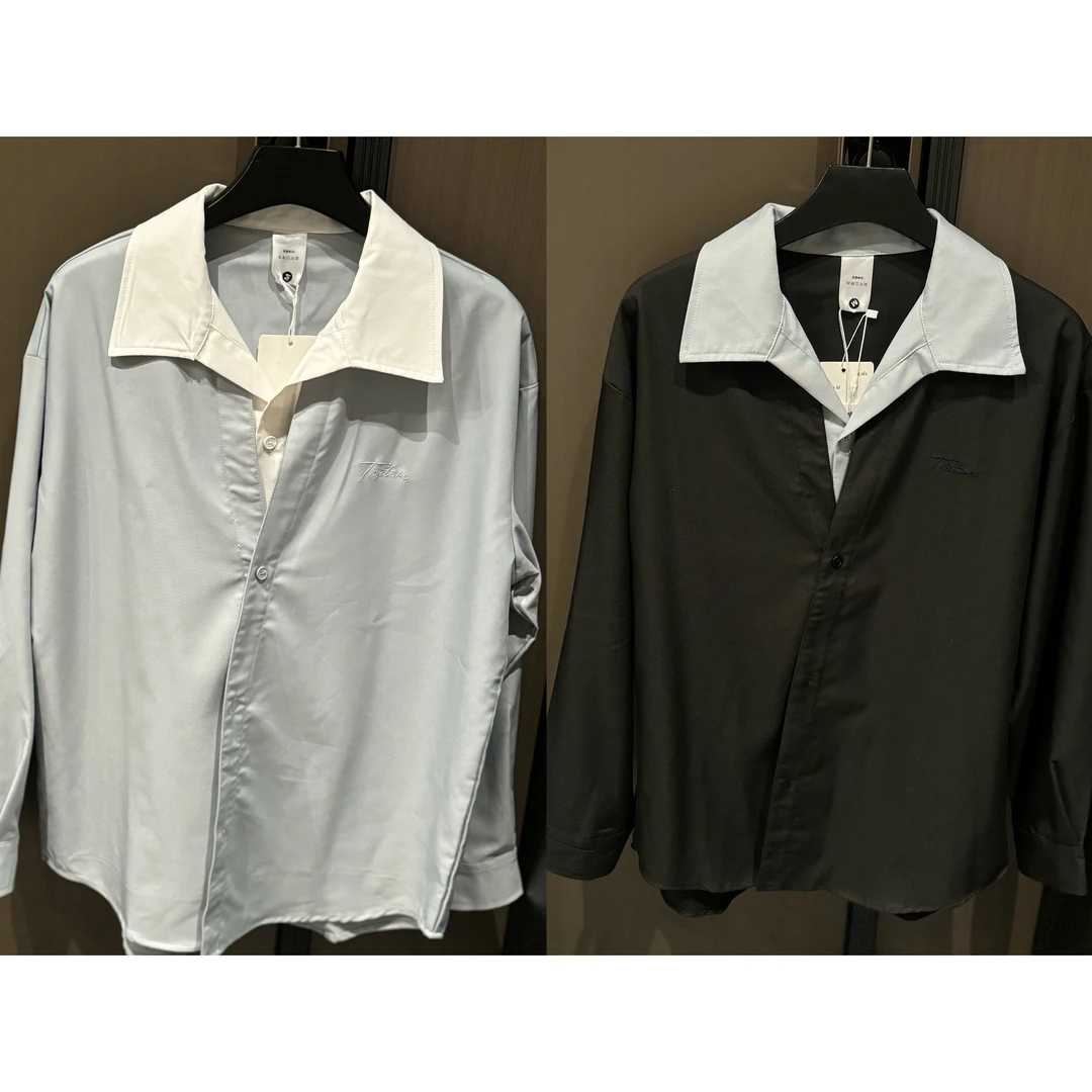 30559-春夏假两件简约纽扣长袖衬衫