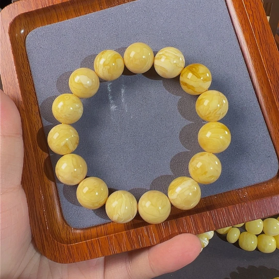 琥珀手链未镶嵌瓷白妖花同料的15 m