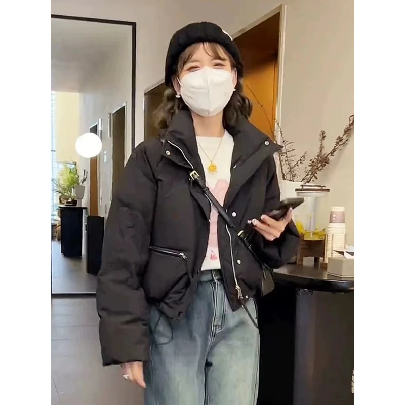 2025短款棉服外套女冬季面包服宽松立领小个子棉衣