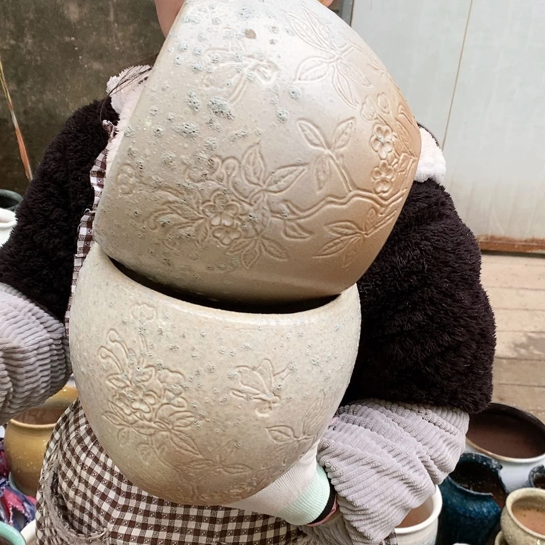 紫砂花盆瑕疵口18高18