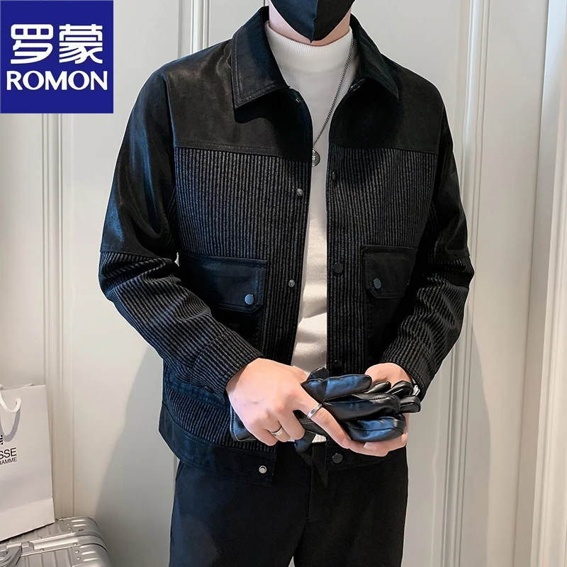 Romon/罗蒙外套春秋款2024新款高级感痞帅潮流男秋装潮牌男士夹克