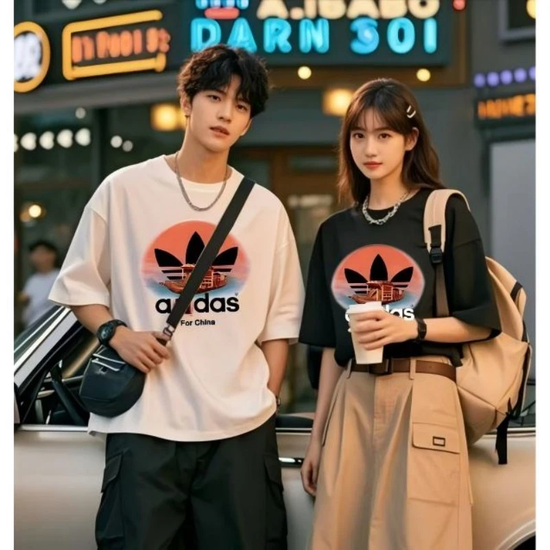 2025新款夏季男女 同款小清新圆领短袖258