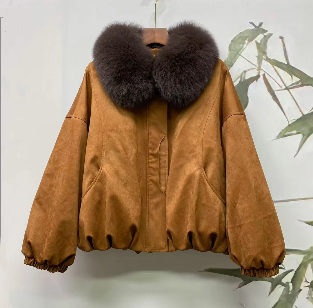 知羽.香云 冬季保暖狐狸毛鹅绒服轻奢皮草氛围感休闲外套ZY2501