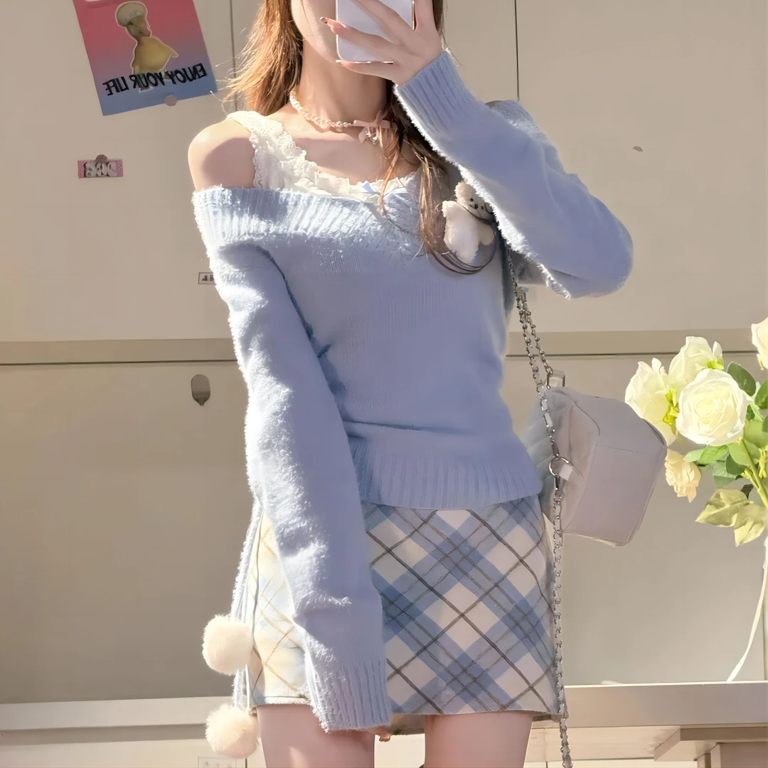 【微胖老陈】胖mm女毛呢半身裙女2024秋冬开叉格纹中长款a字裙