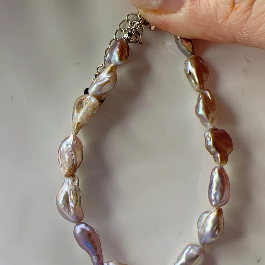 淡水珍珠合金手绳有微暇