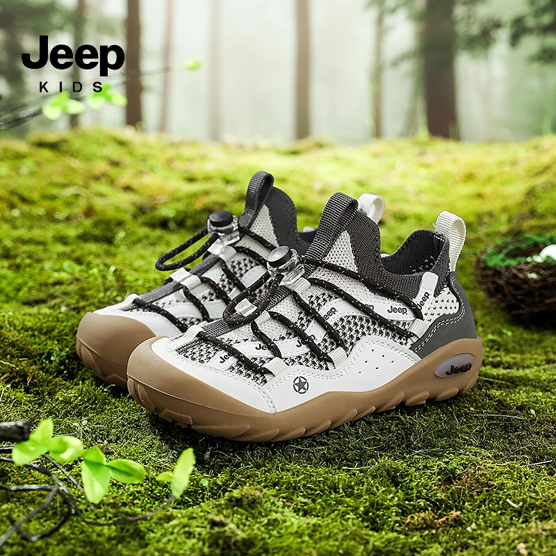 jeep童鞋网面透气运动鞋2025夏季新款户外溯溪凉鞋休闲软底袜子鞋