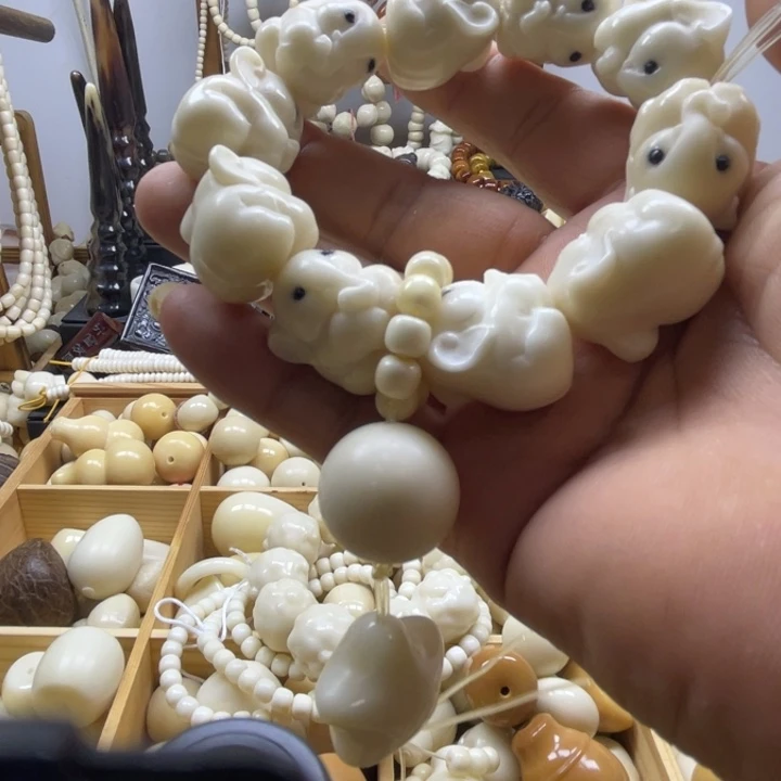 花***佛象牙果雕刻大象手串