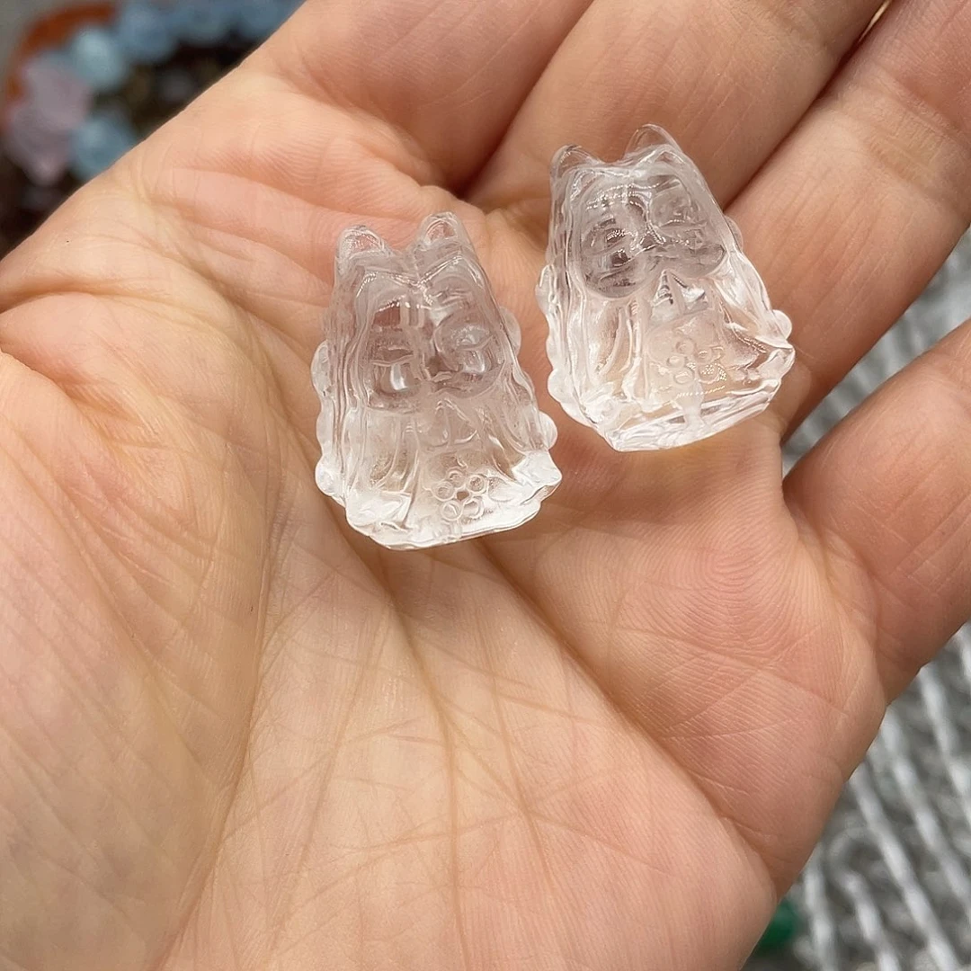 玛瑙/玉髓珠宝半成品未镶嵌白水晶狐仙单颗