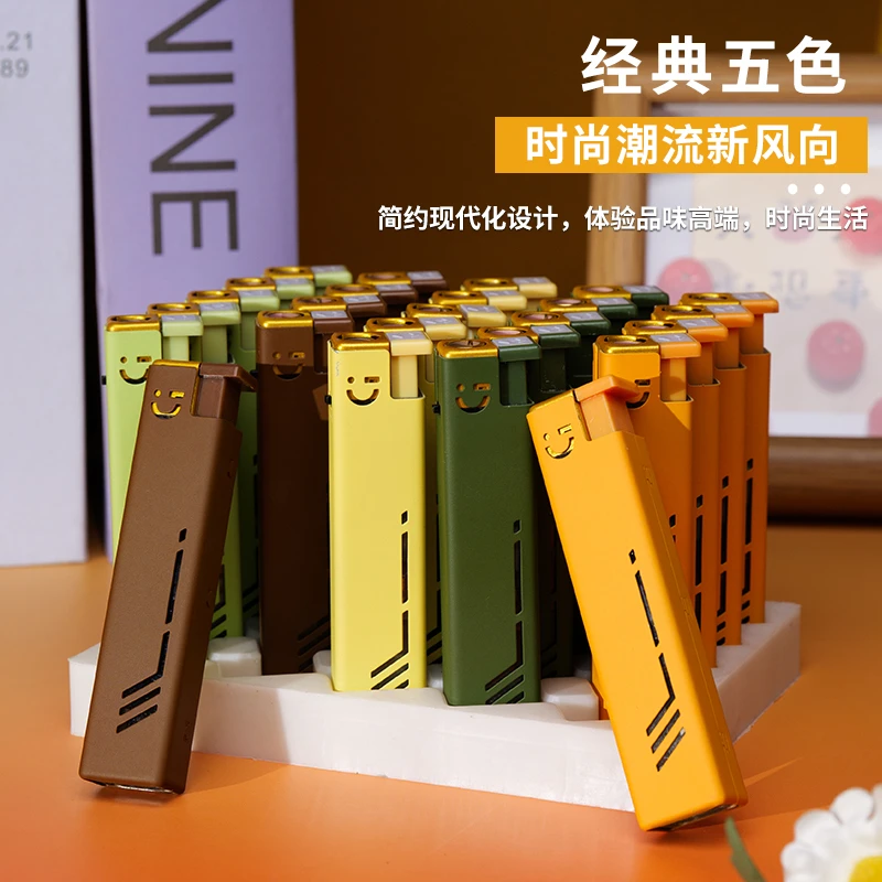 时尚金属打火机方形蓝焰直冲防风充气打火机个性简约高颜值爆款