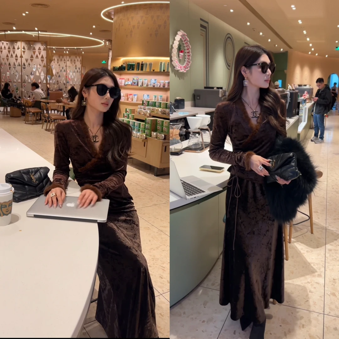 定制钻石绒丝绒半裙气质新款百搭松紧腰直筒半身裙 400070