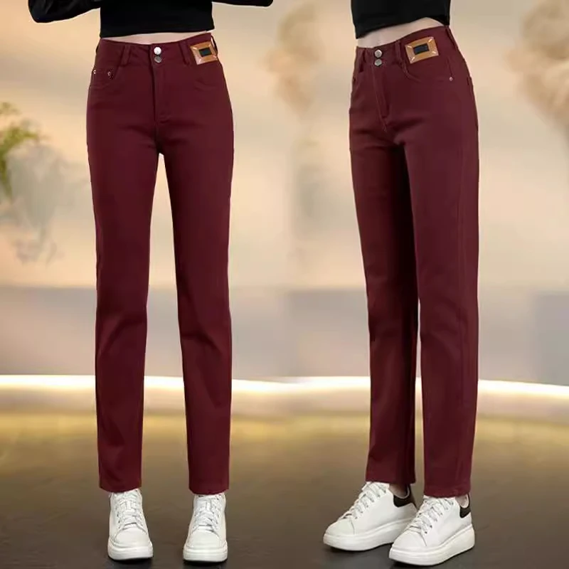 时尚牛仔直筒裤女2025春秋新款小个子设计感高腰法棍裤显瘦烟管裤