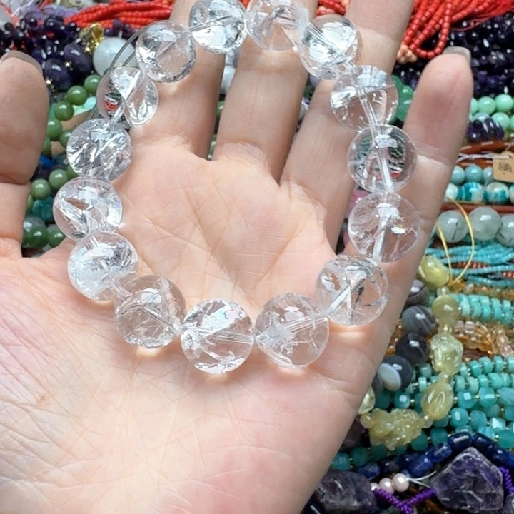 合金玛瑙/玉髓珠宝半成品一条14m白阿塞手串