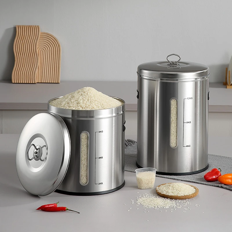 厨伴304不锈钢米桶储存厨房用加厚面桶防虫防潮家用大容量储粮罐