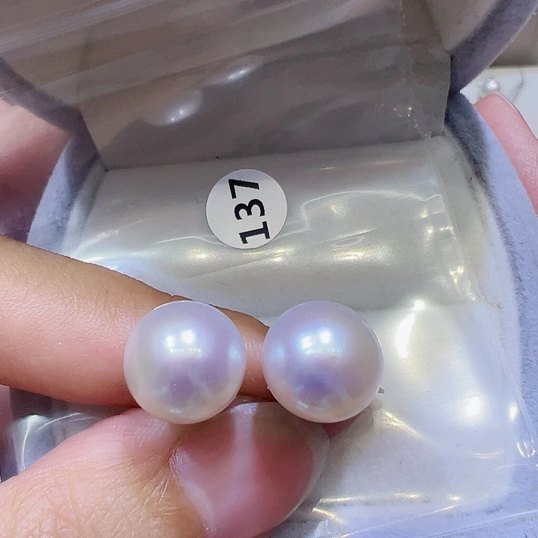 淡水珍珠银S925镶嵌耳饰