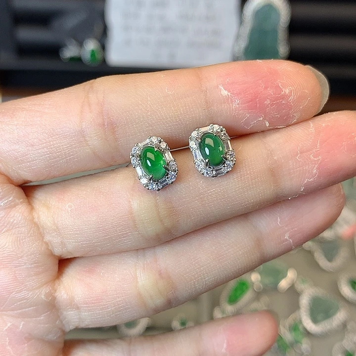 翡翠未镶嵌耳饰耳钉