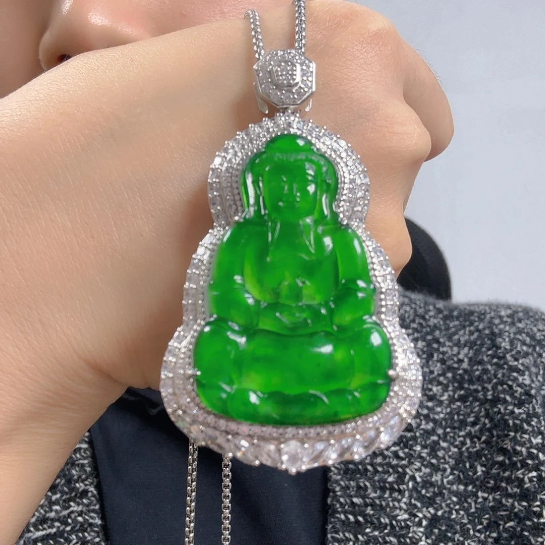 翡翠银S925镶嵌吊坠(不含链)