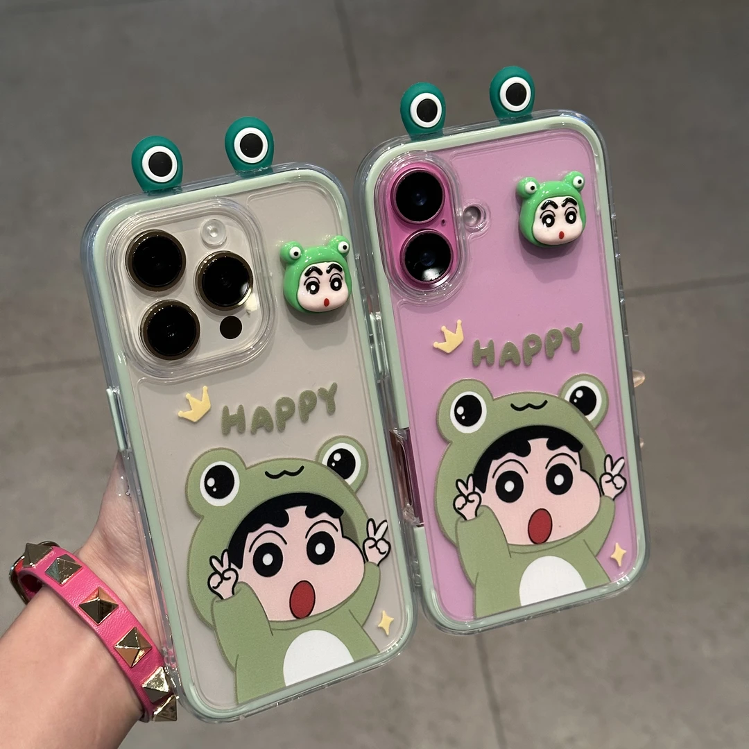 BANCA立体耳朵青蛙小新苹果16promax手机壳华为P70vivo小米15oppo