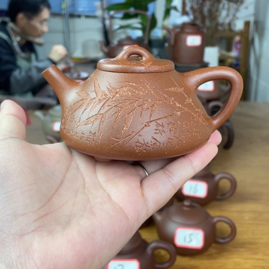 【闪购商品】茶壶紫砂红降坡子冶石瓢壶～容量：170