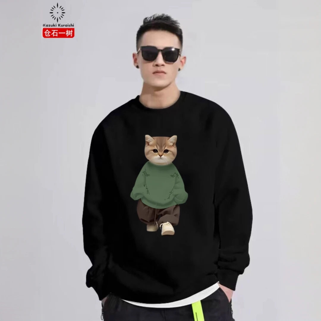 仓石一树潮牌美式复古连帽卫衣男士秋冬新款宽松休闲加绒情侣外套