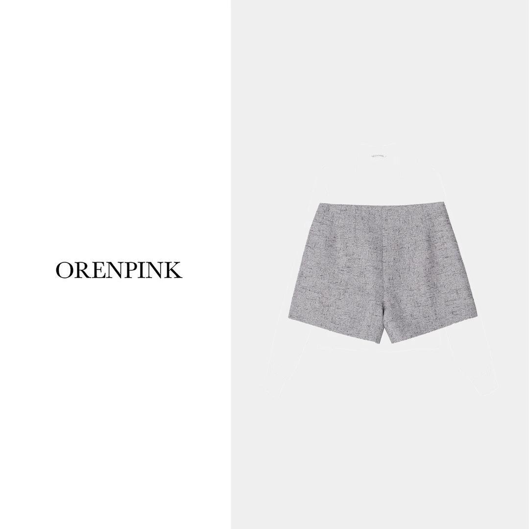 OREN PINK/奥粉25年新款早春款时尚百搭气质设计感小香风女装短裤