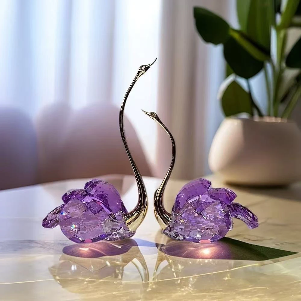 【致尚甄选】K9水晶天鹅摆件轻奢客厅装饰新居结婚订婚情人礼物