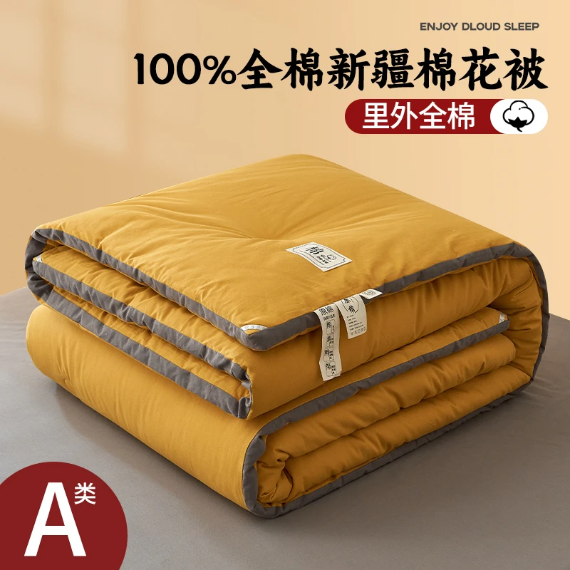 纯棉纯色立体棉花被家用卧室被褥厚被春秋被四季学生宿舍被子被芯