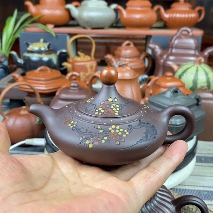 茶壶紫砂一品红150-260cc原矿老紫泥特价