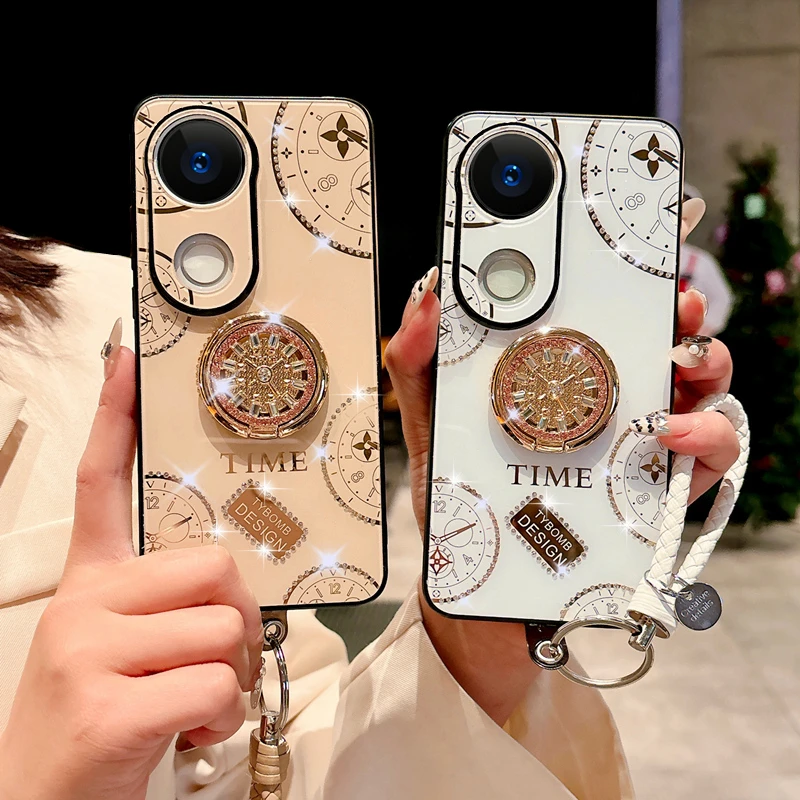 适用s20手机壳vivo女款高级感带挂绳s19新款防摔pro支架s18全包17