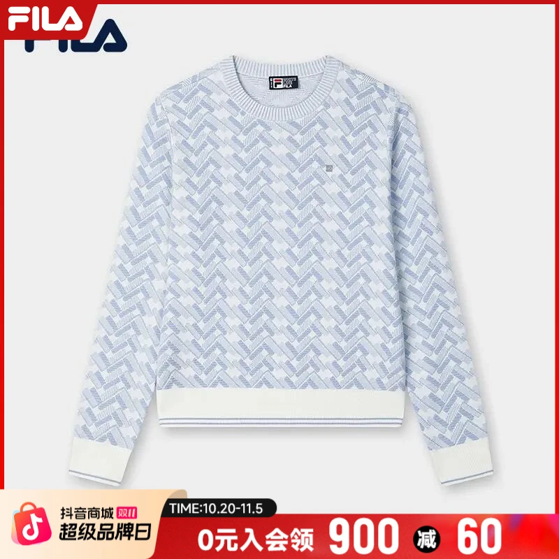 Fila/斐乐女春季新款【经典老钱风】休闲圆领长袖编织衫F11W513405F