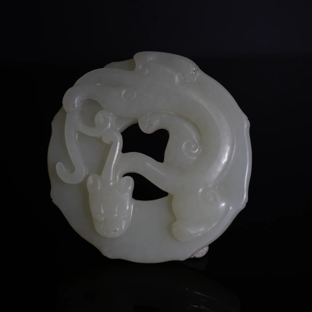 清代和田玉螭龙纹佩/016585/收藏/传承/【友谊文物商店】