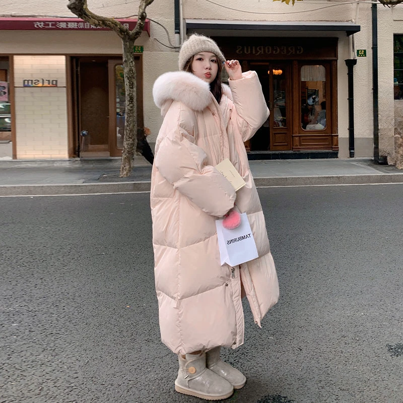 粉色甜美超好看大毛领棉服女2025冬温柔风保暖减龄棉衣外套