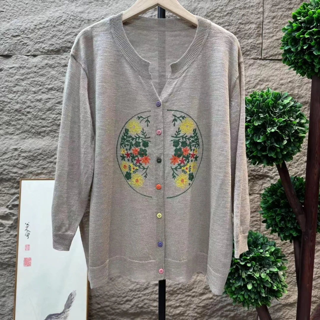 13661新款夏季减龄时尚印花气质针织开衫