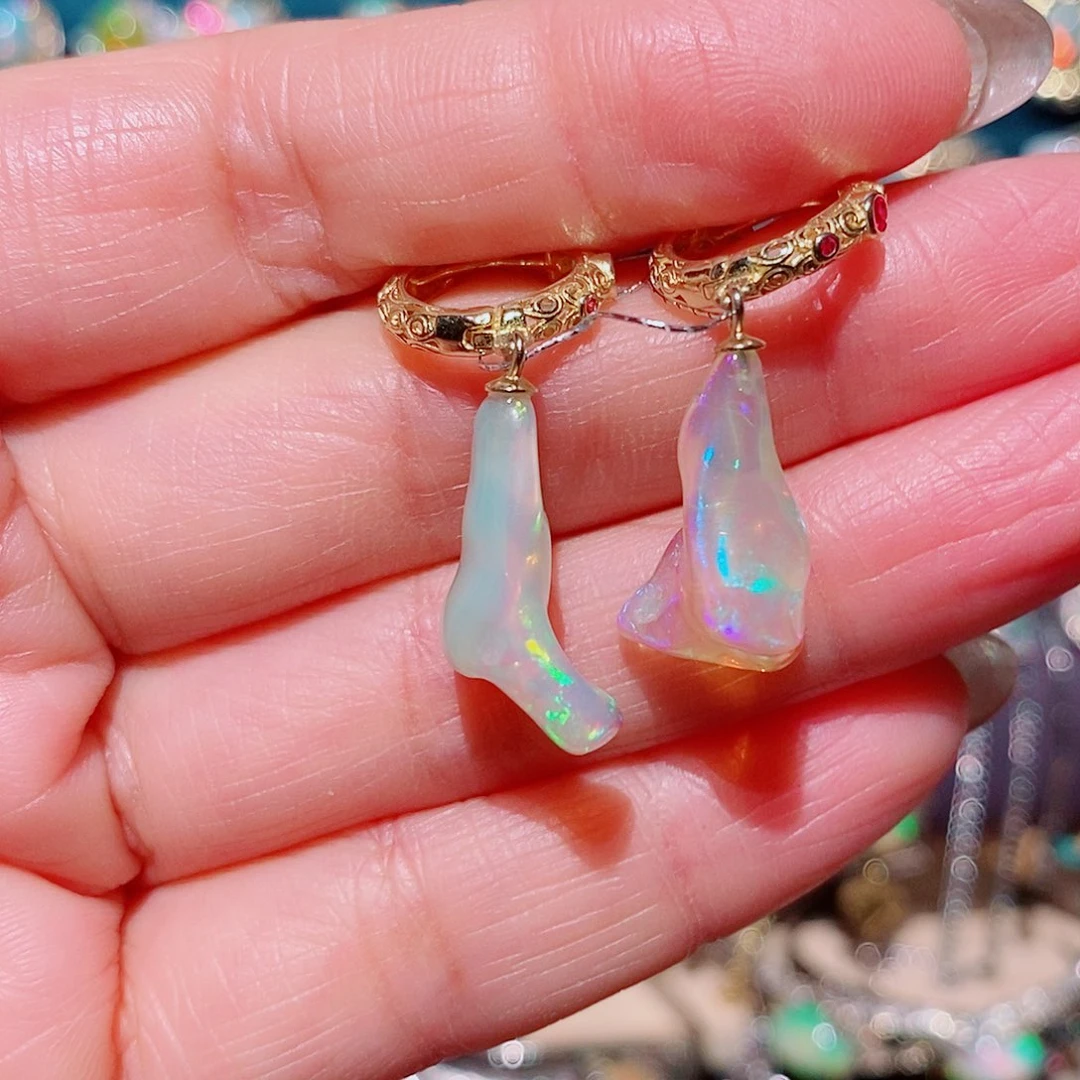 欧泊银S925镶嵌耳饰