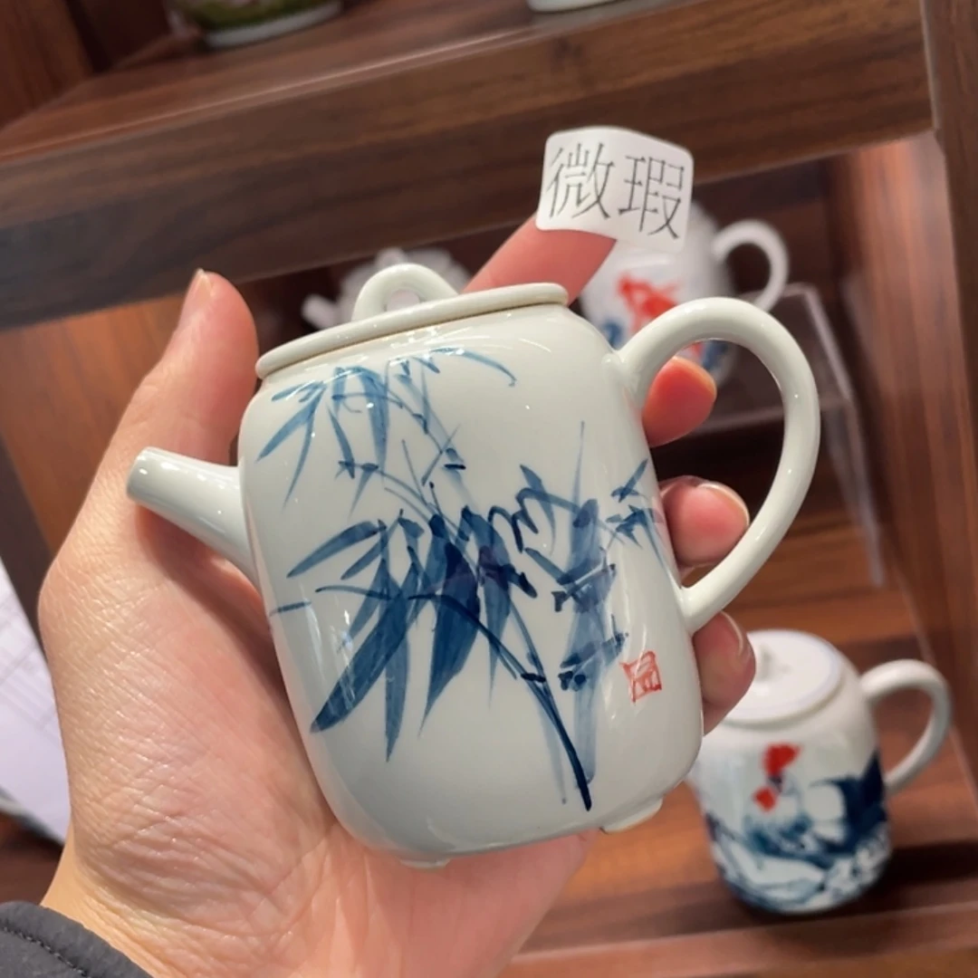 釉下手绘茶具微瑕