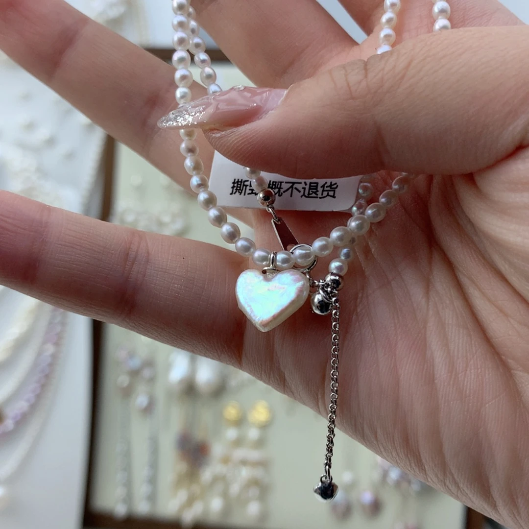 是***呀淡水珍珠颈饰银S925镶嵌