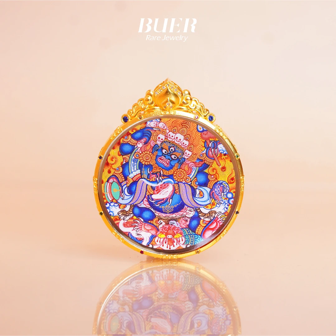 【不二】宽太加大师手绘唐卡 • 大黑天18K吊坠 30*30mm