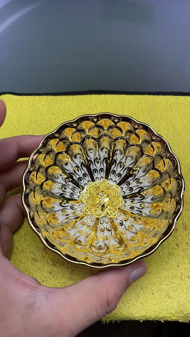 【闪购链接】高端茶杯金孔雀家用主人杯