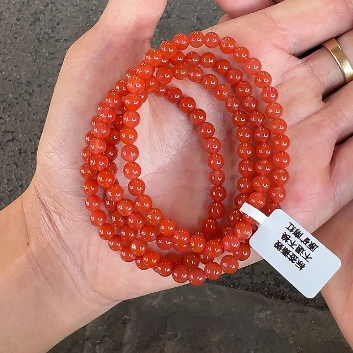 南红玛瑙未镶嵌手链项链多圈原矿南红高品辣椒红5加