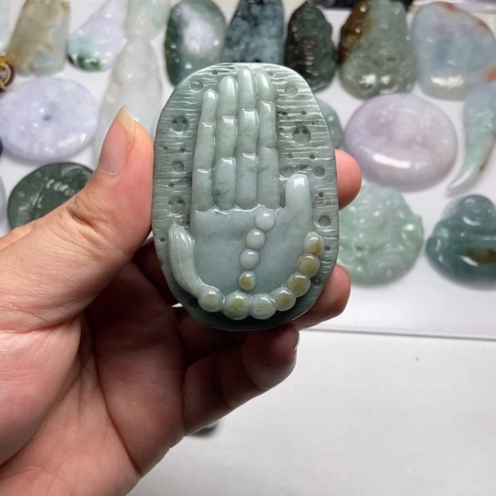 翡翠未镶嵌颈饰佛手25