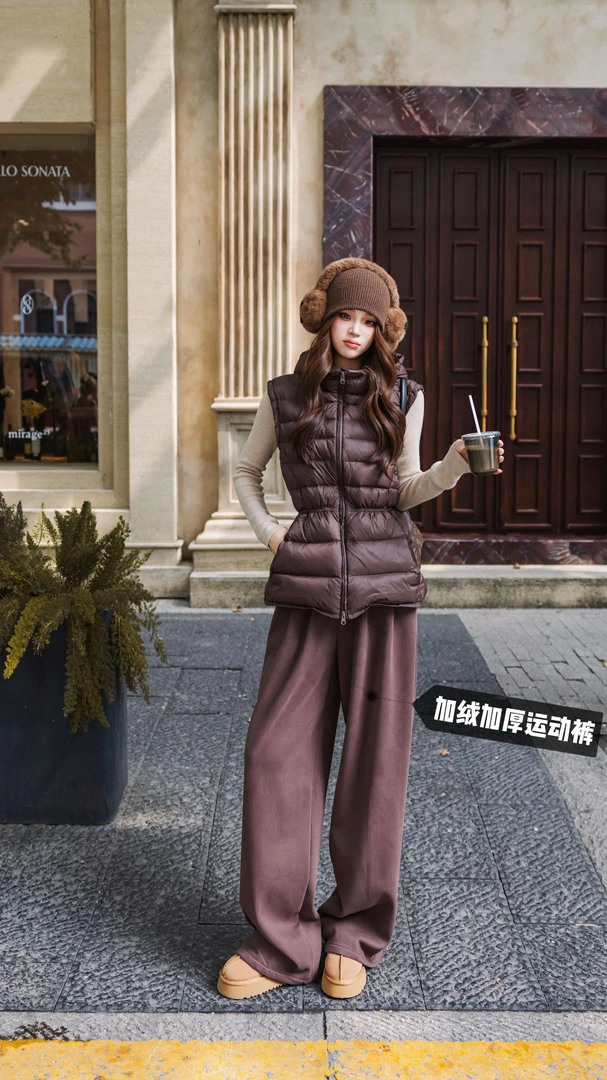 SISTER姐妹家 “宝藏单品”冬季保暖加绒加厚休闲百搭松紧腰运动裤