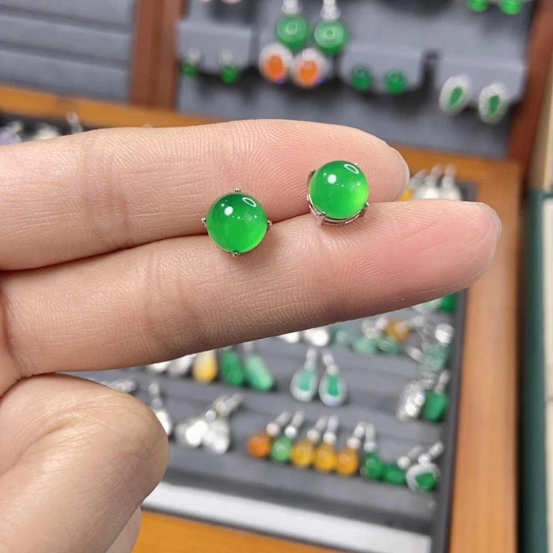 好***.玛瑙/玉髓银S925镶嵌耳钉