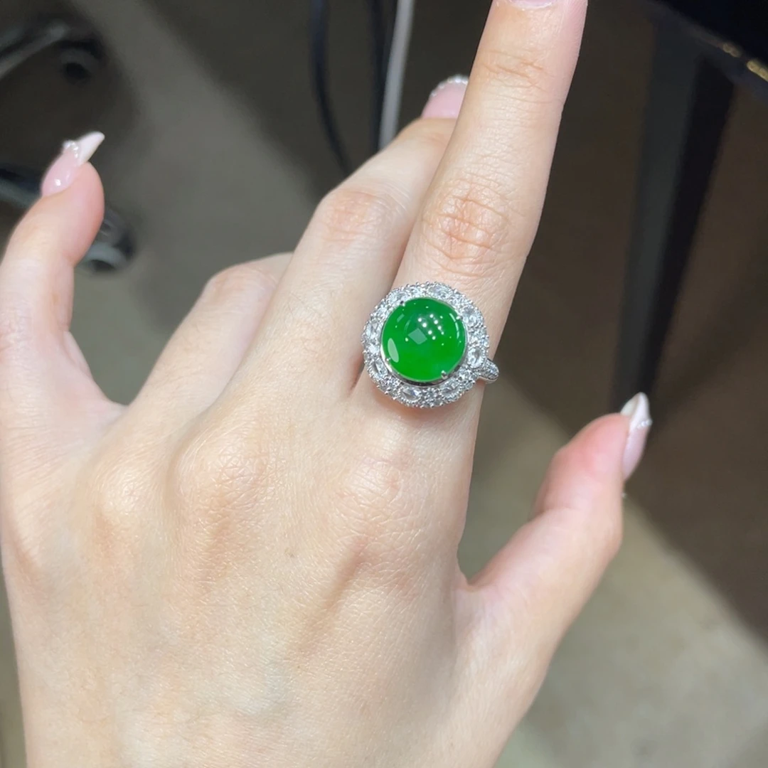 翡翠颈饰18K金镶嵌天然缅甸翡翠a货