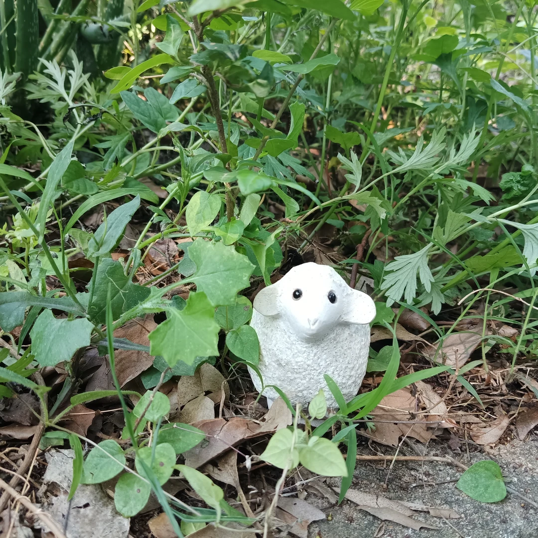 天然花岗岩手作绵羊雕刻客厅酒柜桌面花园庭院阳台茶周边创意摆设