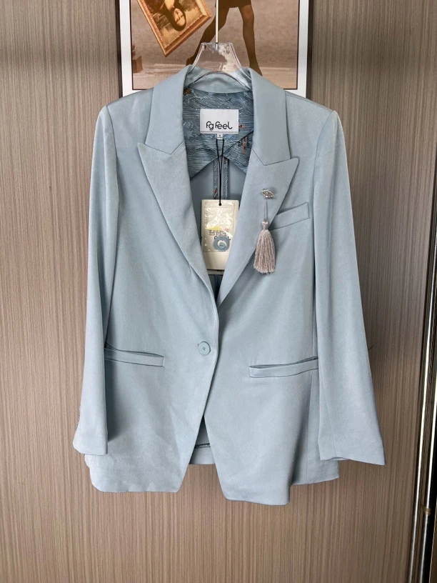 8264品牌撤柜fg女装春装新款高档醋酸西装外套女