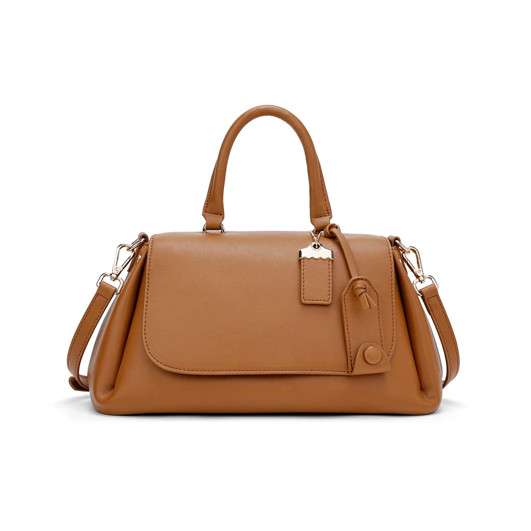 FIMKA时尚潮流手提单肩斜挎棕色女士包