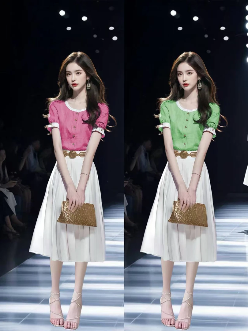 夏季套装女2025新款高级感千金风超火时尚减龄穿搭一整套连衣裙子