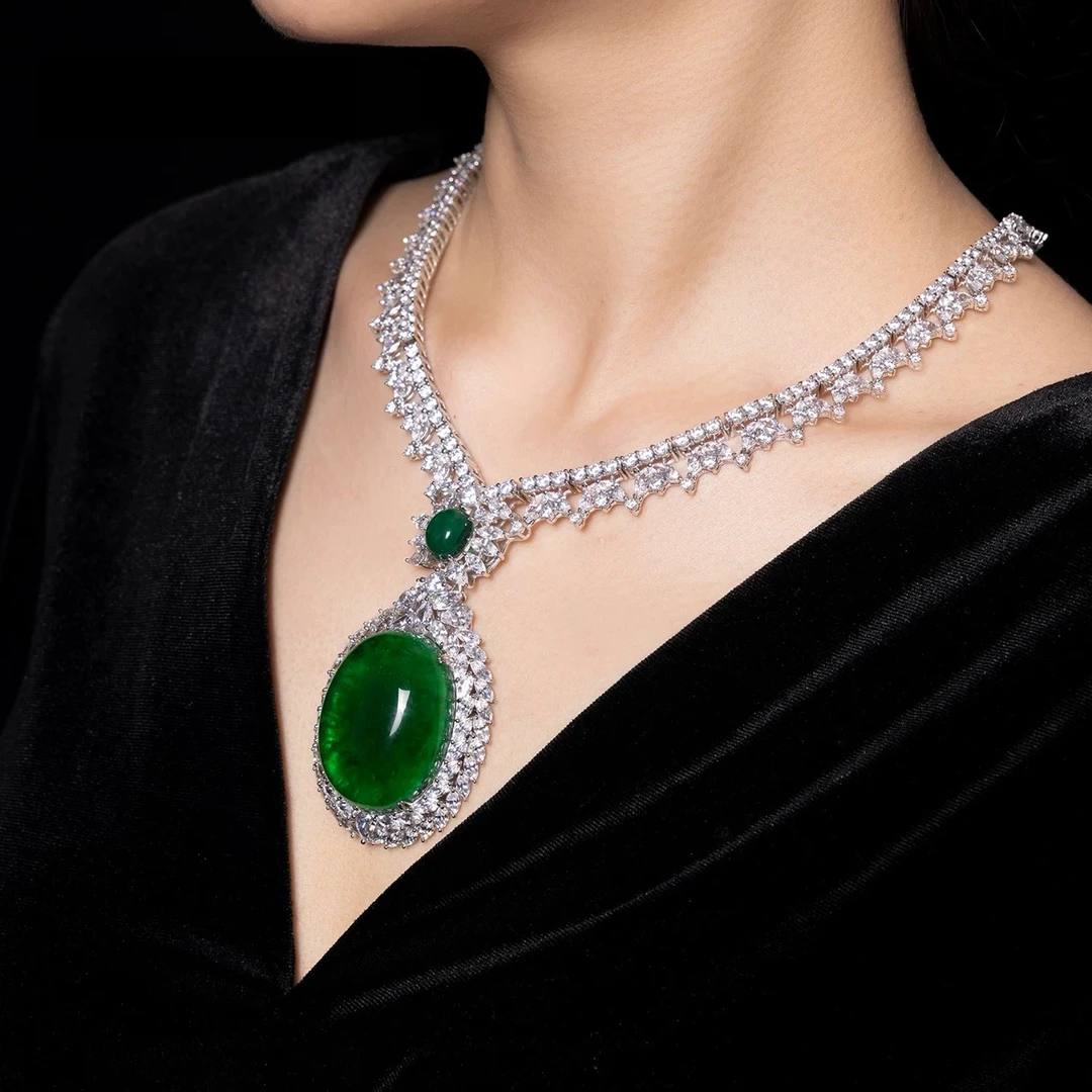 合金锆石项链 奢华宴会高级镶嵌礼服项链D-015（仅供直播间展示）